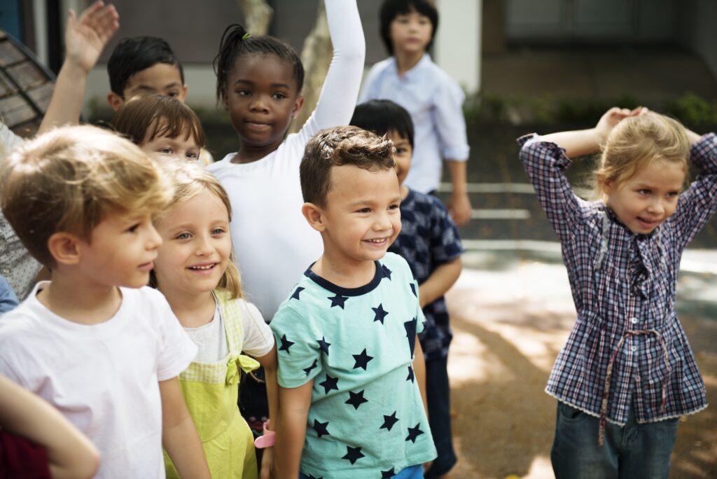 Diverse kids standing together